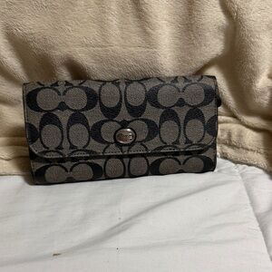 Coach Black and Tan Signature Wallet